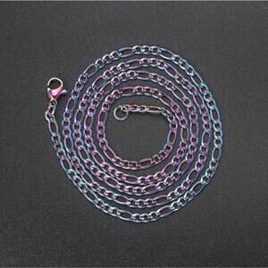 Stainless figaro chain rainbow multicolor necklace
